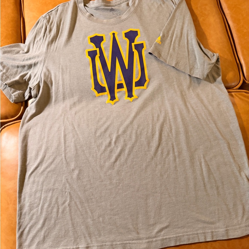 Adidas Men’s Gray T-Shirt with Purple & Yellow University of Washington Logo